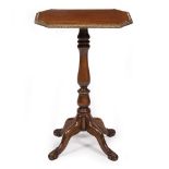 A 19TH CENTURY WALNUT OCCASIONAL TABLE the rectangular top with gilt gesso moulded border and canted