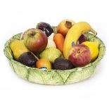 A COLLECTION OF PENKRIDGE CERAMIC FRUIT AND VEGETABLES to include a banana, pomegranate, apple,