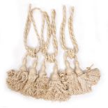 A PAIR OF LARGE TASSELED CURTAIN TIE BACKS each tassel approximately 42cm high together with a