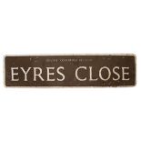 A SOUTH OXFORDSHIRE DISTRICT COUNCIL STREET SIGN FOR AYRES CLOSE