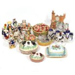 A COLLECTION OF STAFFORDSHIRE FLAT BACK FIGURINES, Staffordshire figurines, two Victorian tureens