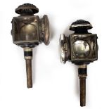 A PAIR OF LATE 19TH OR EARLY 20TH CENTURY CARRIAGE CANDLE LANTERNS by Howes & Burley patent number
