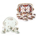 A DAVENPORT PORCELAIN RECTANGULAR TRAY together with associated Davenport tea wares to include a