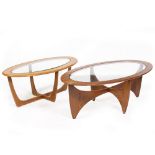 TWO G PLAN STYLE TEAK AND GLASS INSET COFFEE TABLES 102cm wide x 67cm deep x 41cm high Condition: