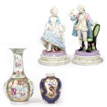 A PAIR OF 19TH CENTURY FRENCH BISQUE PORCELAIN FIGURINES each marked 778 to the base, 28cm in