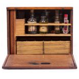 A LATE 19TH CENTURY W F STANLEY MICROSCOPE SLIDE PREPARATION CABINET the mahogany cabinet signed