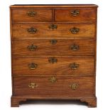 AN EARLY TO MID 19TH CENTURY MAHOGANY CHEST OF TWO SHORT AND FOUR LONG GRADUATED DRAWERS all