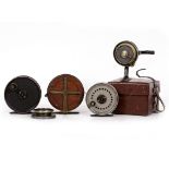 A LATE 19TH / EARLY 20TH CENTURY HARDY BROS LIMITED MAHOGANY AND BRASS FISHING REEL with horn