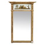 A 19TH CENTURY GILDED WALL MIRROR with faux bamboo columns, 66cm wide x 99cm high Condition: one