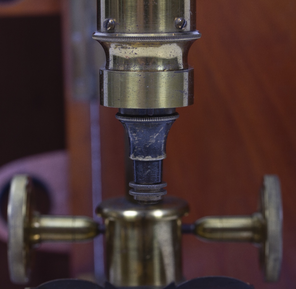 A LATE VICTORIAN 13 INCH UNSIGNED MICROSCOPE with coarse and fine focusing, mechanical stage and - Image 2 of 7