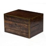 A VICTORIAN ROSEWOOD LADIES DRESSING BOX with Bramah lock, two 'secret' drawers and a fitted