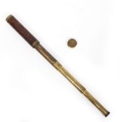 AN EARLY TO MID 19TH CENTURY THREE DRAWER BRASS AND MAHOGANY CASED TELESCOPE by Tuther of 221