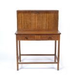 Cotswold School bureau on stand, oak 82cm x 111cm x 47cm