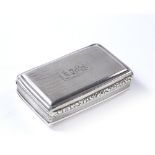 Silver snuff box bearing marks for John Shaw, Birmingham, 1820 66g approx overall, 7cm