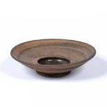Robert Fournier (1915-2008) studio pottery shallow bowl with seal marks to the foot 26.5cm across