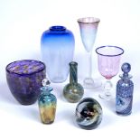 Collection of studio glass to include: Malcolm Sutcliffe for Hothouse glass blue vase, Anthony Stern