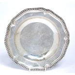 Georgian silver dish bearing marks for London,1767, indistinct makers mark 568g approx overall, 24cm