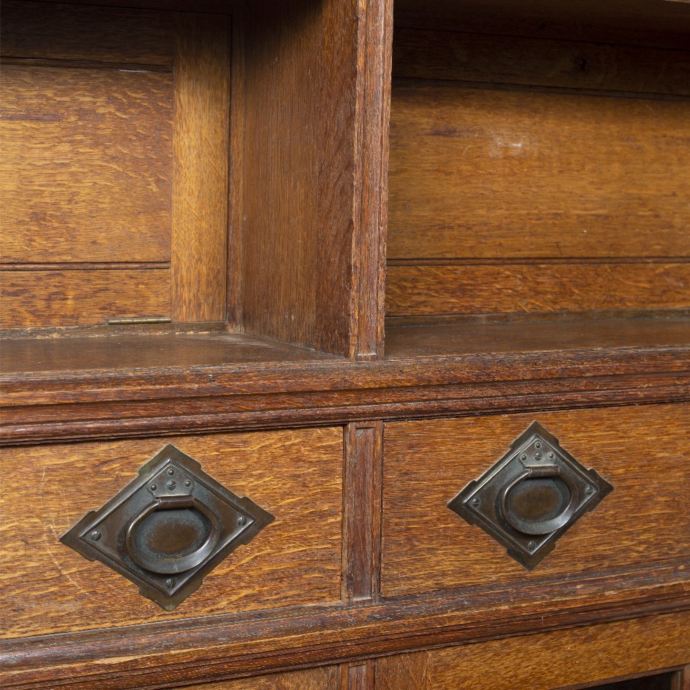 Attributed to George Jack for Morris & Co sideboard, oak, central drawer stamped 'Morris & Co, 449 - Image 4 of 6