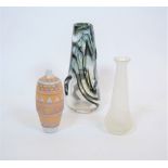 Whitefriars 'Knobbly' vase 23cm high, a Murano Reticello type vase 18cm high and a Mary Rich (b.