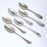 Six silver table spoons various makers marks, London, 18th and 19th Century 380g approx overall (6)