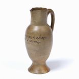 Martin Brothers tall verse jug 'Many friends in general, one in special.' inscribed 'Martin Bros