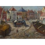 Angela E. Adshead (20th Century) 'Old Deal' oil on canvas signed lower right 82cm x 28cm