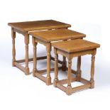 20th Century Nest of three oak tables the largest table measures 55cm wide x 48cm high x 39cm deep