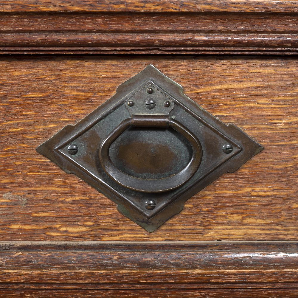 Attributed to George Jack for Morris & Co sideboard, oak, central drawer stamped 'Morris & Co, 449 - Image 2 of 6