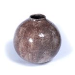 Christa Maria Herrmann (potting 1985-1997) ovoid vessel, raku label and hand painted initials to