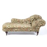 Attributed to Holland & Sons chaise longue, upholstered in William Morris 'Golden Lily' fabric 179cm