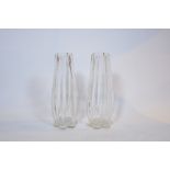 Pair of Bohemian vases glass, etched and cut decoration, on petal bases unsigned 30cm high (2)