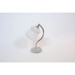 Mid 20th Century lamp with painted glass shade 32cm high overall