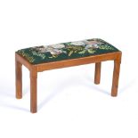 Cotswold School tapestry seat, oak 81cm x 40cm x 33cm