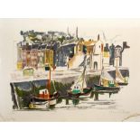 Simon Chaye (b.1930) 'Harbour Scene' lithograph signed in pencil lower right 47cm x 63cm