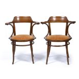 Jacob and Josef Kohn (German, 20th Century) pair of bentwood armchairs with paper labels to the