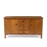 Gordon Russell of Broadway oak sideboard plaque to the reverse 139cm wide x 77cm high x 48cm deep