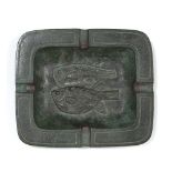 20th Century cast iron ashtray/dish decorated with two fish indistinct artist stamp 19cm across