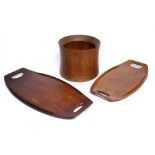 Jens Quistgaard (1919-2008) for Dansk tray and vessel, circa 1960, teak manufacturer's marks tray