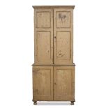 Country house cupboard 19th Century, painted fielded panelled doors 104cm wide x 238cm high x 45cm
