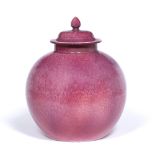 Ruskin Pottery Ginger jar and cover, 1915 pink glaze impressed marks 27.5cm high
