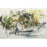 Ian Ribbons (1924-2002) 'Walk in the park' watercolour on paper signed and dated 1984 in pencil,