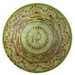 Alfareria Pablo & Paco Tito pottery green charger or dish signed to the base 48cm across