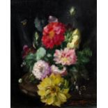 Cecil Kennedy (1905-1997) 'Still life of flowers with insects' oil on canvas signed and dated 1926