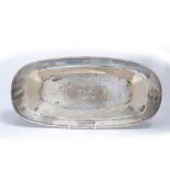 Silver oblong dish bearing marks for Sheffield, 1933 436g, 33cm across