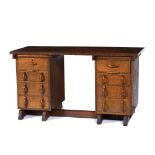 In the manner of Romney Green (1872-1945) or Cotswold School desk, oak 145cm wide x 64cm x 77xcm