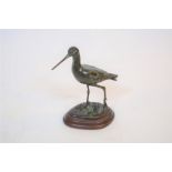 P R Northcraft 'Black-tailed Godwit' bronze on wooden plinth signed to the reverse 13cm high