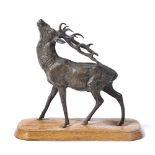 After Pierre-Jules Mêne (1810-1879) bronze model of a stag on wooden plinth unsigned 21cm high