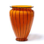 Michael Powolny (1871-1954) for Loetz orange and black glass vase, circa 1930, unsigned 24cm high