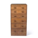 Heals chest of six graduated drawers, oak label to top drawer 57cm wide x 115cm high x 51cm deep