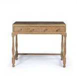 Heals & Son side table, or desk circa 1920, limed oak plaque to inside of one drawer 94cm wide x